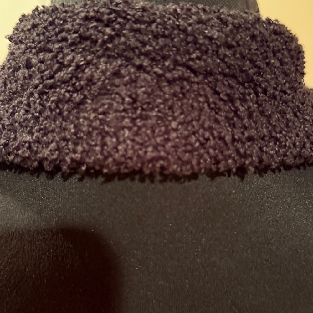 bebe Beautiful Black Teddy Jacket with Gold Zipper and Pockets,soft and comfy - Picture 9 of 16